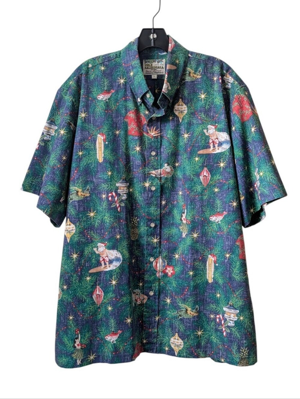 reyn spooner Hawaiian Christmas Mele Kelikamaka Holiday 2022 Shirt Men Large